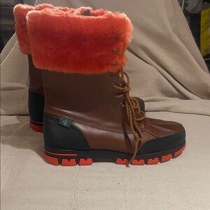 Ralph Lauren Brown and Orange Ankle Boots
